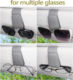 CHOSMOYI Magnetic Leather Sunglass Holder for Car, Sunglasses Clip for Car Visor, Auto Interior Accessories Universal for Different Size Eyeglasses (Grey)