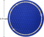 Universal Vehicle Bling Travel Auto Cup Holder Insert Coasters,2.75 Inch Crystal Rhinestone Car Interior Accessories Durable Anti Slip Silicone Car Coasters (Pack of 2) (Blue)