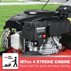 PowerSmart Push Lawn Mower Gas Powered - 17 Inch, 127CC 4-Stroke Engine, 5 Hight Positions Adjustable, (1.18''-3.0''), 3 in 1 with Bag