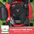 PowerSmart Push Lawn Mower Gas Powered - 17 Inch, 127CC 4-Stroke Engine, 5 Hight Positions Adjustable, (1.18''-3.0''), 3 in 1 with Bag