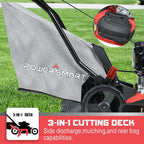 PowerSmart Push Lawn Mower Gas Powered - 17 Inch, 127CC 4-Stroke Engine, 5 Hight Positions Adjustable, (1.18''-3.0''), 3 in 1 with Bag