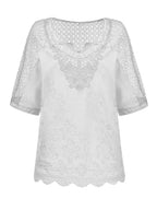 Blouses Brodées À Col En V Avec Patchework