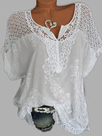 Blouses Brodées À Col En V Avec Patchework