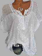 Blouses Brodées À Col En V Avec Patchework