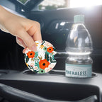 Nipichsha Car Cup Holder Coasters, Car Coasters for Cup Holders, 2 Pack Anti Slip Insert Coasters, Rubber Car Cup Mat with A Finger Notch, Cute Car Interior Accessories for Women Men(White Flower)