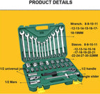 kengbi Exquisite WorkmanLong Service Life 37-pcs Tool Set Hand Tools for Car Repair Ratchet Spanner Wrench Socket Set Professional Car Repair Tool Kits