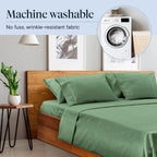 LuxClub 6 PC King Size Sheet Set Bamboo Sheets Deep Pockets 18" Eco Friendly Wrinkle Free Cooling Sheets Machine Washable Hotel Bedding Silky Soft - Tree Moss Green King