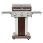 PG-4030400LD-MOCHA 3 Burner Pedestal Grill with Foldable Side Shelves