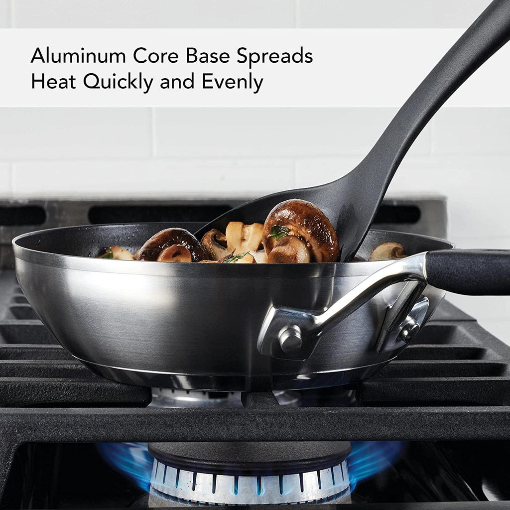 KitchenAid Stainless Steel Nonstick Frying Pans/Skillet Set, 9.5 Inch and 12 Inch, Brushed Stainless Steel