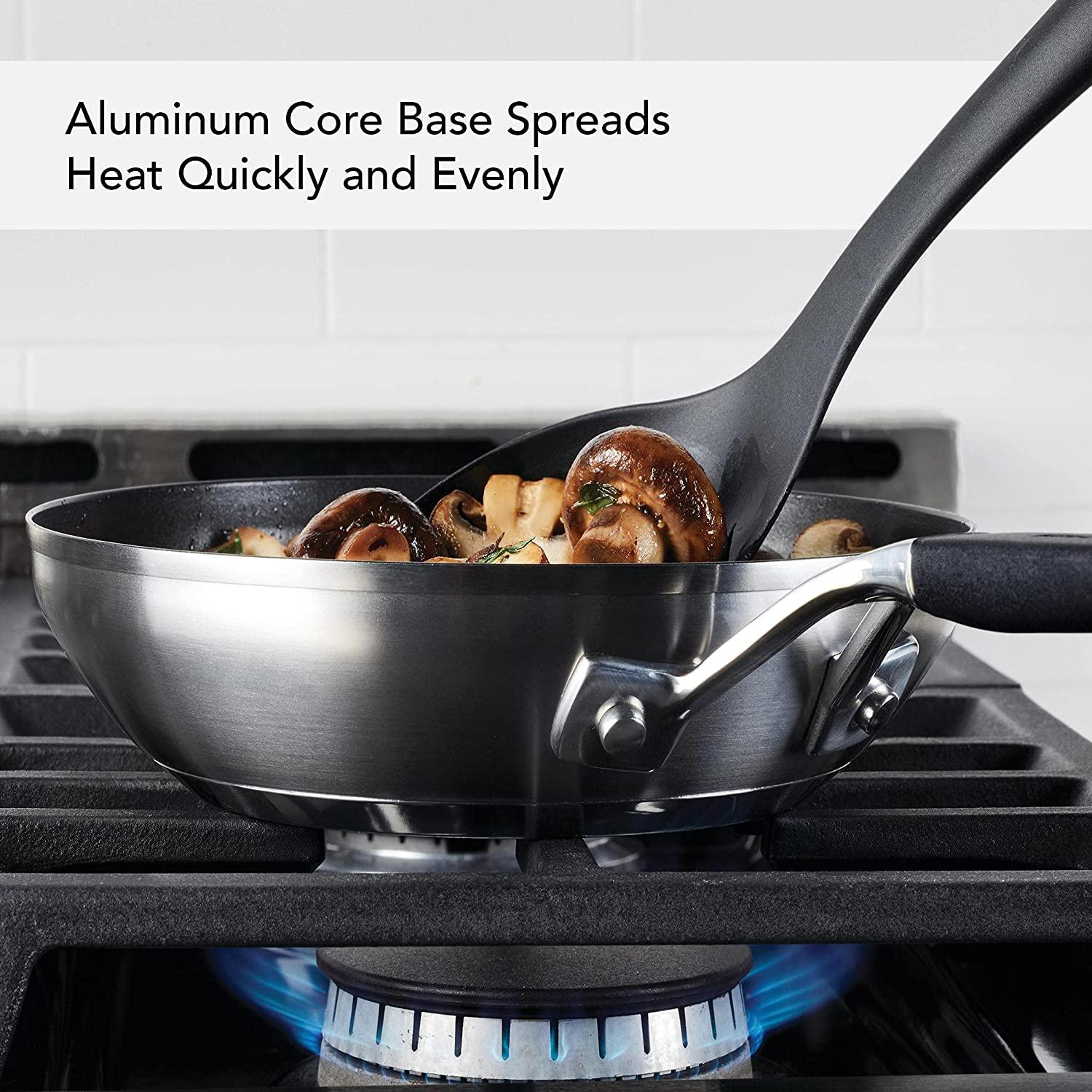 KitchenAid Stainless Steel Nonstick Frying Pans/Skillet Set, 9.5 Inch and 12 Inch, Brushed Stainless Steel