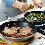 KitchenAid Stainless Steel Nonstick Frying Pans/Skillet Set, 9.5 Inch and 12 Inch, Brushed Stainless Steel