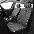 Pariitadin Baja Saddle Blanket Car Seat Covers Front Set with Seat Belt Pads, Washable Breathable Striped Woven Cloth Seat Covers for Cars, Universal Fit Most Cars, Airbag Compatible, Black/White