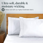 LuxClub 6 PC Queen Sheet Set, Rayon Made from Bamboo Bed Sheets, Deep Pockets 18" Eco Friendly Wrinkle Cooling Sheets Machine Washable Hotel Bedding Silky Soft - White Queen
