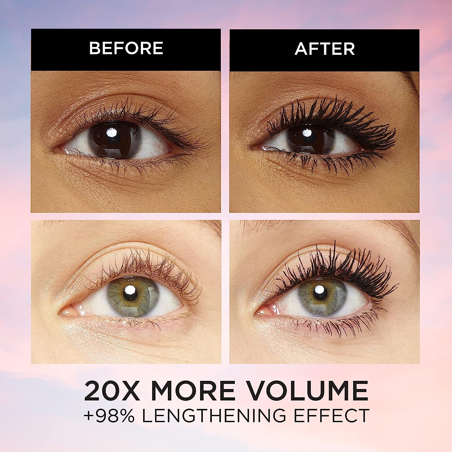 L'Oreal Paris Voluminous Makeup Lash Paradise Mascara, Voluptuous Volume, Intense Length, Feathery Soft Full Lashes, No Flaking, No Smudging, No Clumping, Blackest Black, 1 Count, Packaging May Vary