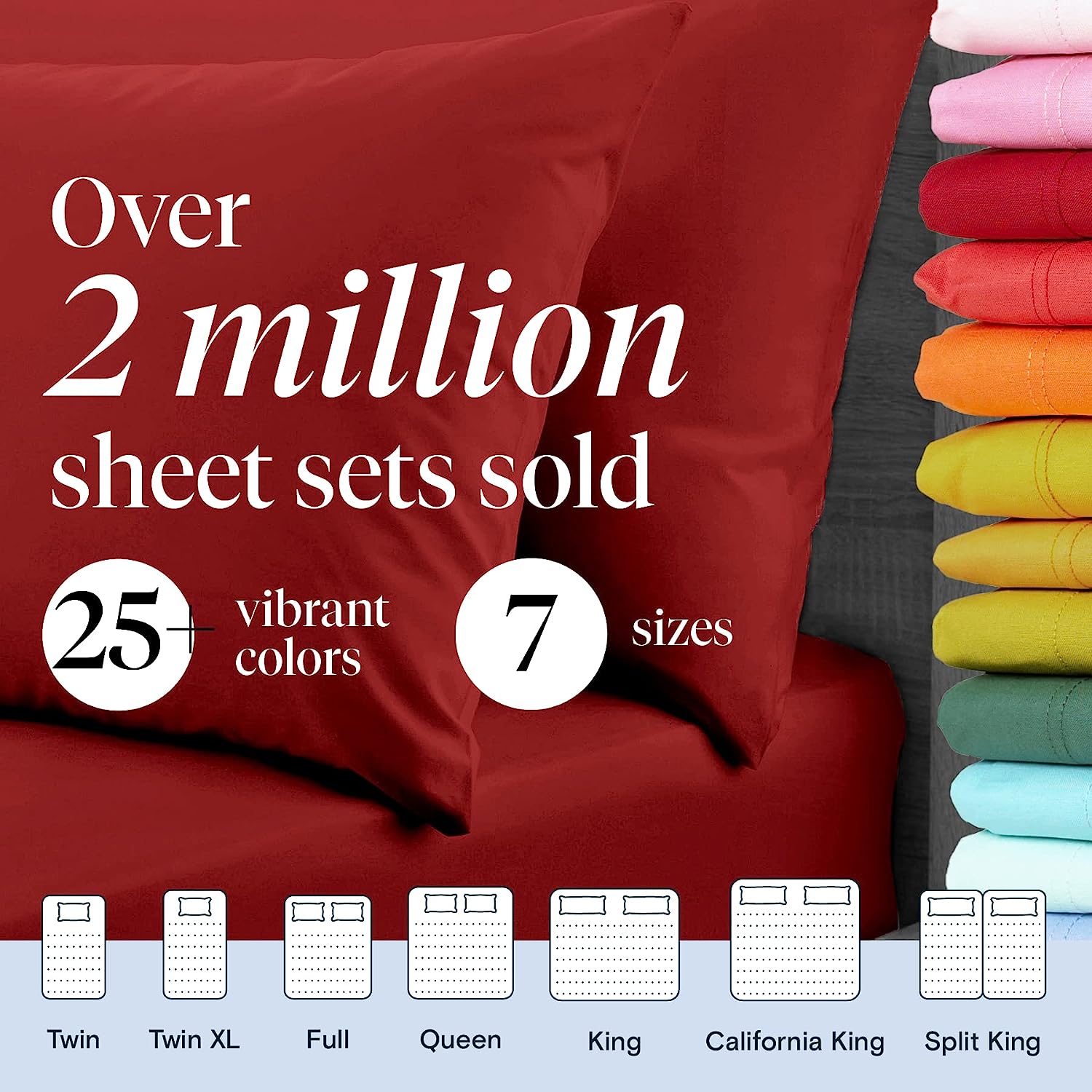 LuxClub 6 PC King Size Sheet Set Bamboo Sheets Deep Pockets 18" Eco Friendly Wrinkle Free Cooling Sheets Machine Washable Hotel Bedding Silky Soft - Red King