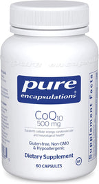 Pure Encapsulations CoQ10 500 mg | Coenzyme Q10 Supplement for Energy, Antioxidants, Brain and Cellular Health, Cognition, and Cardiovascular Support* | 60 Capsules