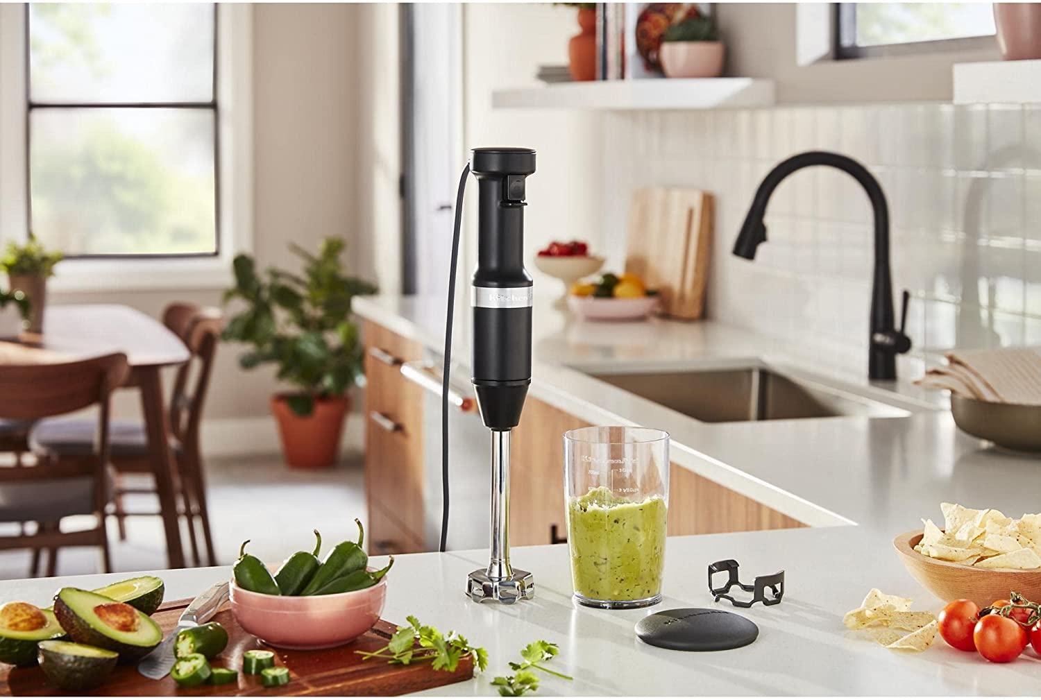 KitchenAid KHBV53BM Variable Speed Corded Hand Blender, Black Matte, 8 in