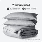 Bare Home Bedding Duvet Cover Queen Size - Premium 1800 Super Soft Duvet Covers Collection - Lightweight, Duvet Cover - Soft Textured Bedding Duvet Cover (Queen, Heathered Charcoal)