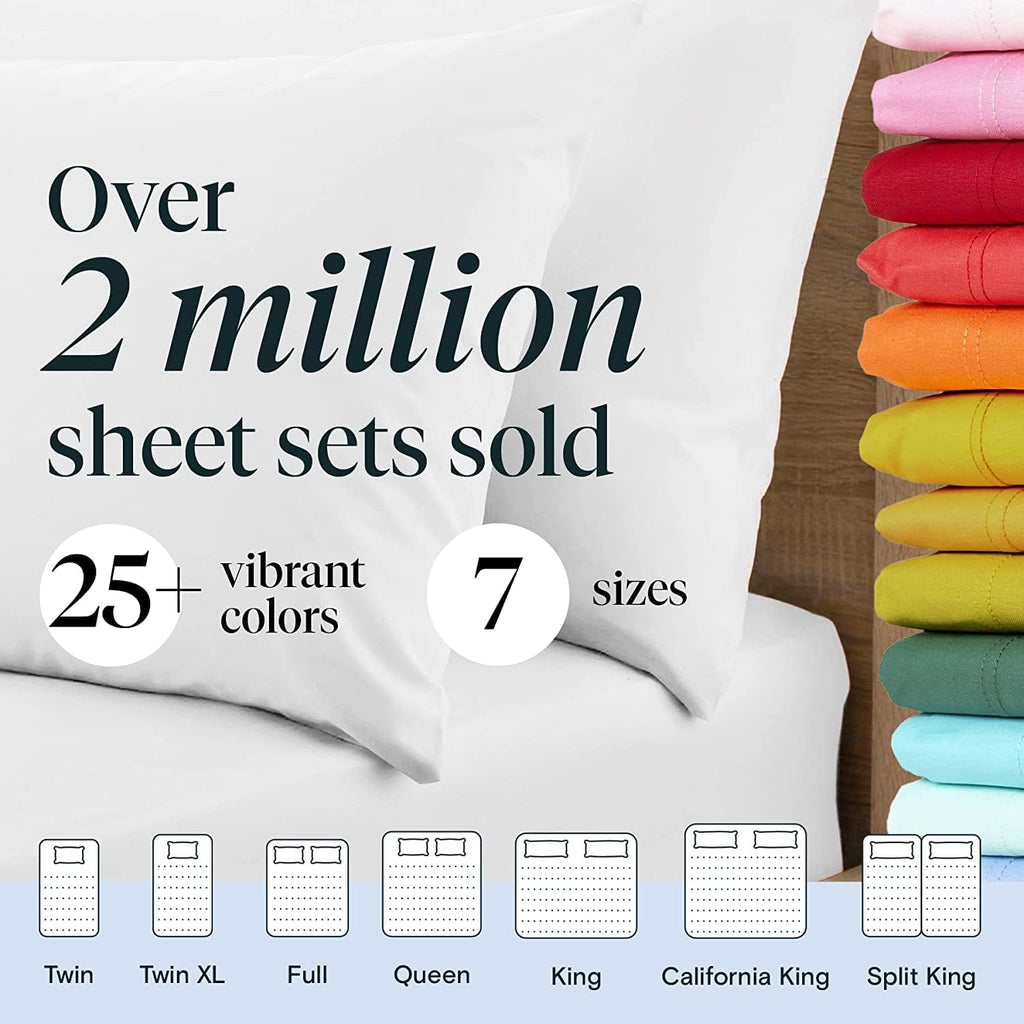 LuxClub 7 PC Extra Deep Pocket Split King Sheets &amp; Pillowcases Set - Hotel Bedding Silky Soft Eco Friendly Wrinkle Free Ultra Soft Cooling Bed Sheet Set deep Pocket up to 21" (Split King, White)