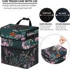 Vankor Car Trash Can for Cute, Bag Bin Hanging Waterproof Automotive Garbage Cans Leak Proof Vehicle Navy Floral