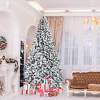 Costway 9ft Snow Flocked Hinged Artificial Christmas Tree Unlit Metal