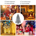 Costway 9ft Snow Flocked Hinged Artificial Christmas Tree Unlit Metal