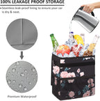 Vankor Car Trash Can for Car Cute, Car Trash Bag Bin Hanging Waterproof Automotive Car Garbage Cans Leak Proof Vehicle Trash Can Black Floral