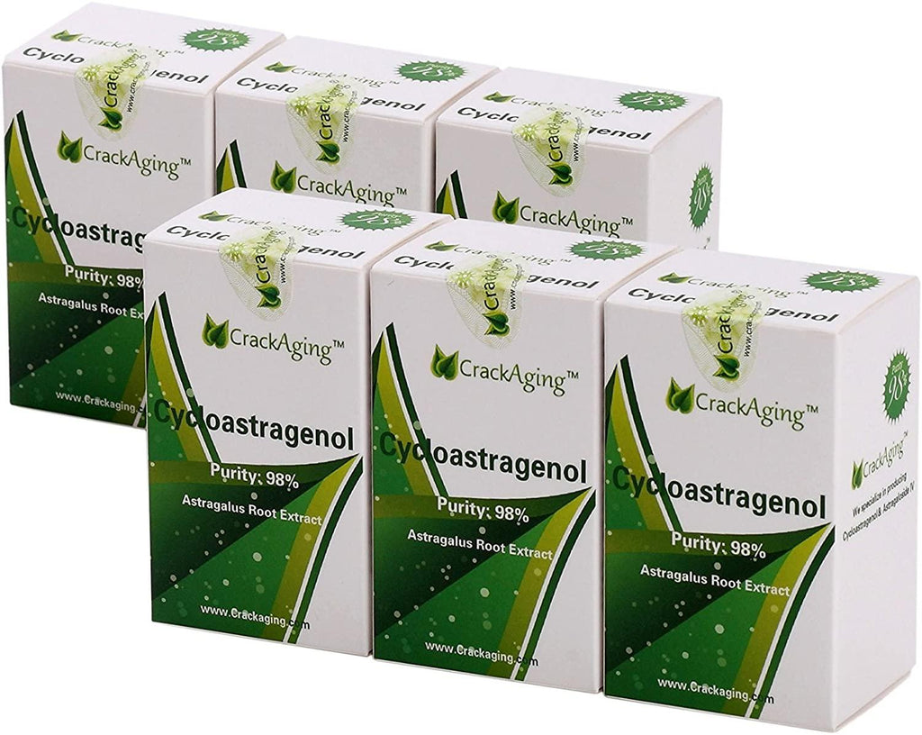 Crackaging Super-Absorption Cycloastragenol 98% (10mg/Cap, 180 Caps in 6 Bottles)