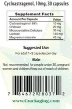 Crackaging Super-Absorption Cycloastragenol 98% (10mg/Cap, 180 Caps in 6 Bottles)