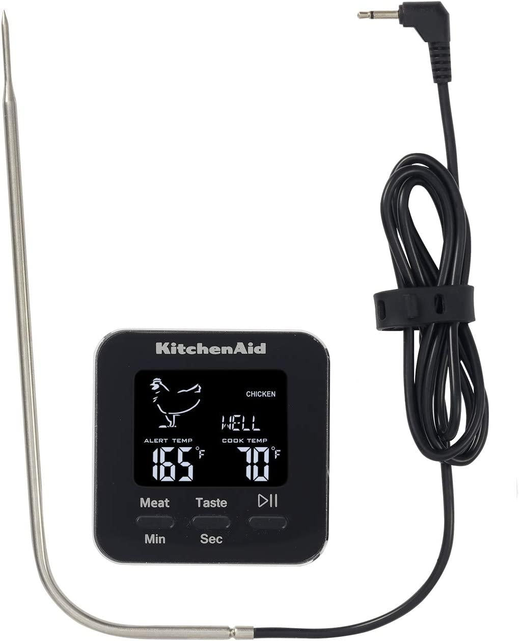 KitchenAid KQ906 Programmable Wired Probe Thermometer, TEMPERATURE RANGE: -40F to 482F/-40C to 250C, Black