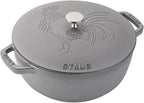 Staub Cast Iron 3.75-qt Essential French Oven Rooster - Graphite Grey, Made in France