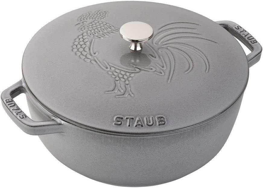 Staub Cast Iron 3.75-qt Essential French Oven Rooster - Graphite Grey, Made in France