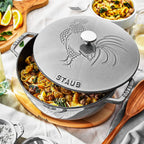 Staub Cast Iron 3.75-qt Essential French Oven Rooster - Graphite Grey, Made in France