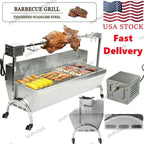 47'' BBQ Spit Roaster Machine Hog Roast Rotisserie Grill 28W Roasting Grill