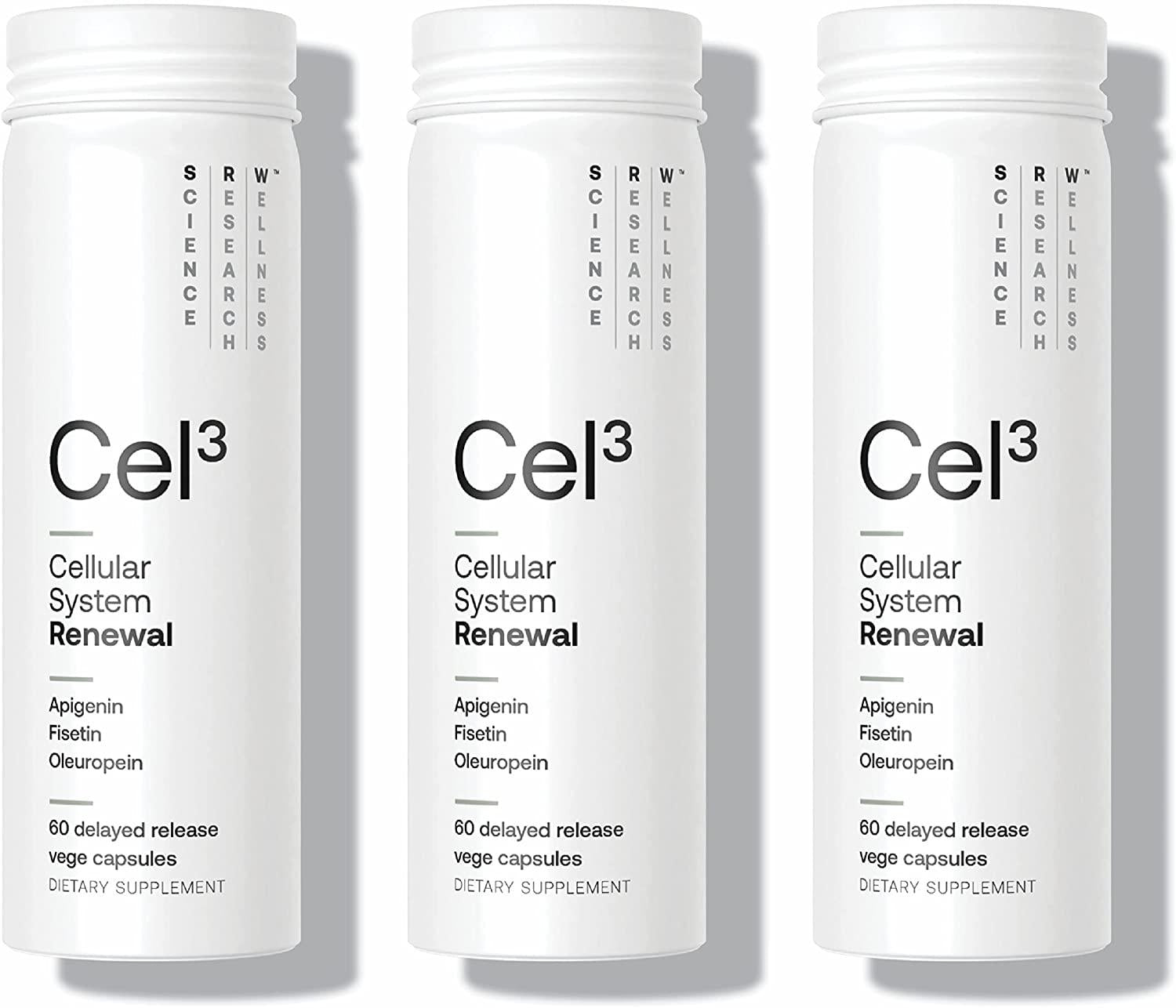 SRW Laboratories Cel³ Renewal | Supports Youthful Cell Function and Renewal, Eliminates Cellular Waste and Supports Healthy Aging | 180 Capsules