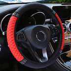 Car Pu Leather Steering Wheel Cover, 14.57-14.96inch Artificial Diamond, Steering Wheel Cover