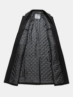 mens pure color lapel single breasted warm casual long woolen overcoats