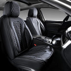 Coverado Leather Seat Covers Front, 2-Pack Universal Seat Covers for Cars, Waterproof Luxury Leatherette Car Seat Cushions, Auto Car Seats Protectors, Driver Seat Covers Fit for Most Vehicles Black