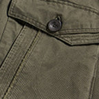 stand collar pockets cotton waist drawstring military solid color jacket for men