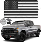 Autoamerics 1-Piece Windshield Sun Shade B&amp;W American Flag USA Patriotic  - Foldable Car Front Window Sunshade for Most Sedans SUV Truck - Blocks Max UV Rays and Keeps Your Vehicle Cool X-Large