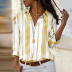 Fashion Striped Single-breasted Long Sleeve Blouse