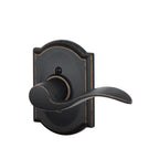 Accent Aged Bronze Right Handed Dummy Door Lever with Camelot Trim