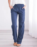 women's linen cotton straight pants
