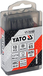 Yato Yt-78160 De Screwdriver Bits 1/4Inch X65 Mm Ph1-Ph1 10 Pcs |Power Tools|Hand Tools|Industrial Tools|Screwdriver For Home