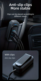 81W Fast Car CharThe Front And Rear Of The 6-port Expansion Car Are Charged Simultaneously 1 Type-C 2 USB 59.06inch Extension Cable Anti-slip Clamp