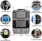 Helteko Backseat Car Organizer, Kick Mats Back Seat Protector with Touch Screen Tablet Holder, Car Back Seat Organizer for Kids, Car Travel Accessories, Kick Mat with 9 Storage Pockets 2 Pack, Gray