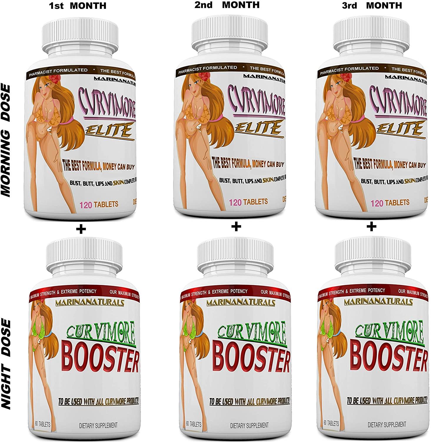 CURVIMORE Elite Complete ☀ Our Advanced Natural Breast Enlargement, Butt Enhancement, Bust Enhancement Lip Plumping & Skin Tightening Pills – Fuller Breasts, Booty & Brazilian Butts. 3-Month Course