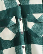 women green long plaid coat