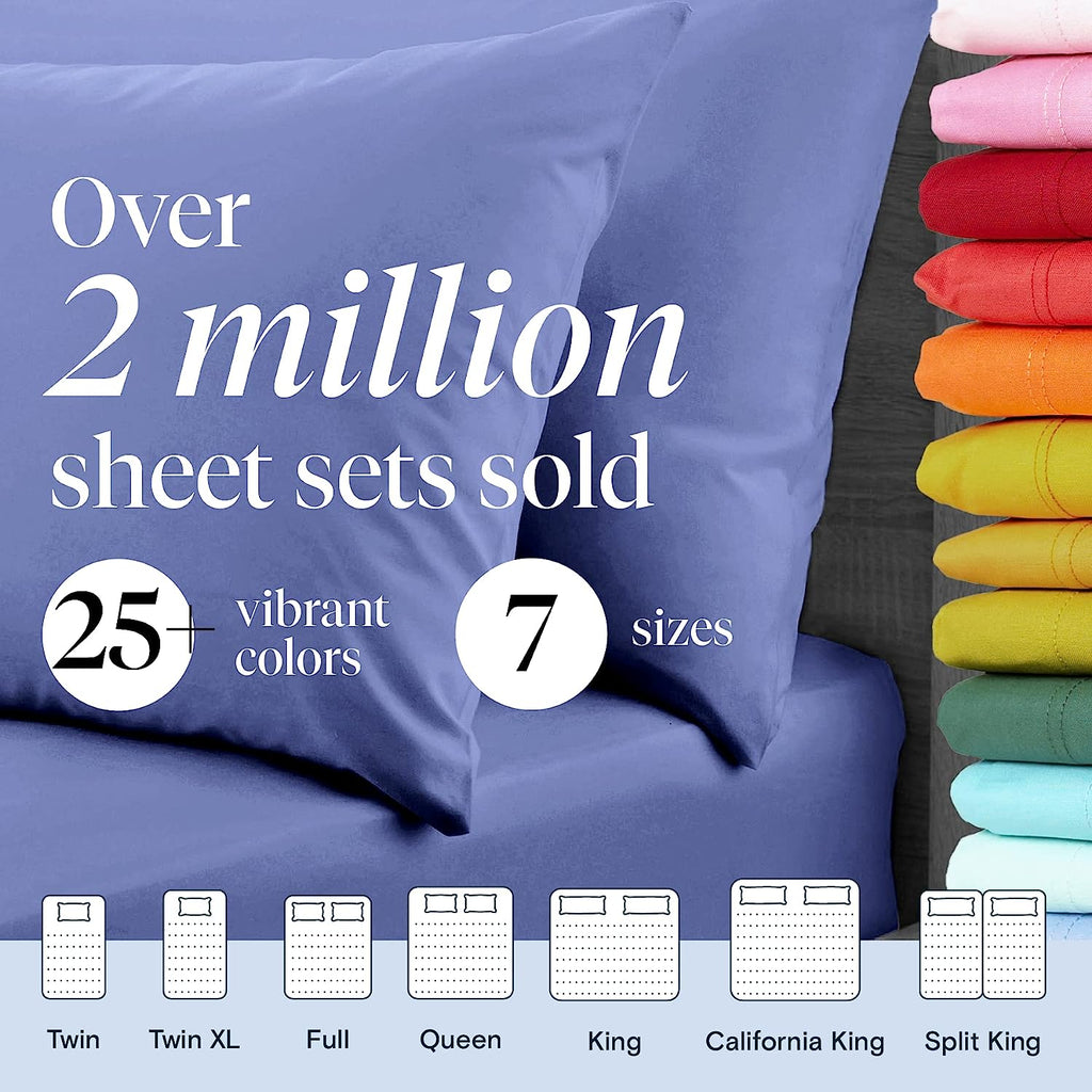 LuxClub Twin XL Sheets Set - Soft Twin Bed Sheets for Boys and Girls, 4 PC Deep Pockets 18" Eco Friendly Wrinkle Free Kids Fitted Sheets Machine Washable Hotel Bedding Silky Soft - Violet Blue Twin XL