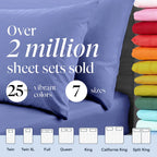 LuxClub 6 PC Full Size Sheet Set Bamboo Sheets Deep Pockets 18" Eco Friendly Wrinkle Free Cooling Sheets Machine Washable Hotel Bedding Silky Soft - Violet Blue Full